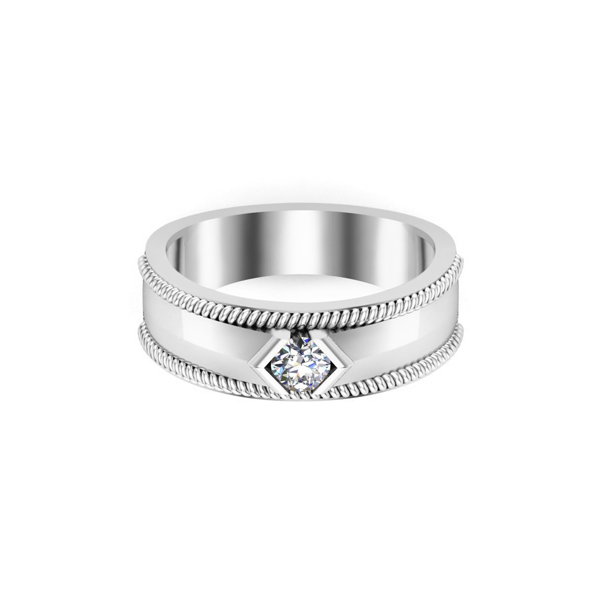 RKC Moissanit-Verlobungsring aus 925er Silber für Herren, Gewicht 3,70 g und Breite 4,30 mm
