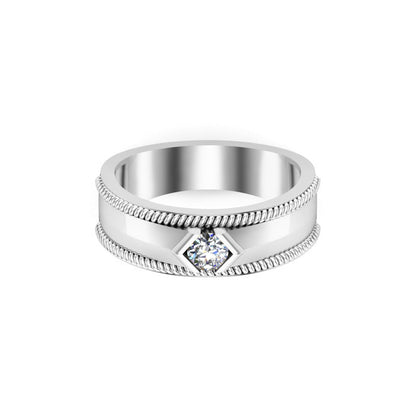RKC Moissanit-Verlobungsring aus 925er Silber für Herren, Gewicht 3,70 g und Breite 4,30 mm