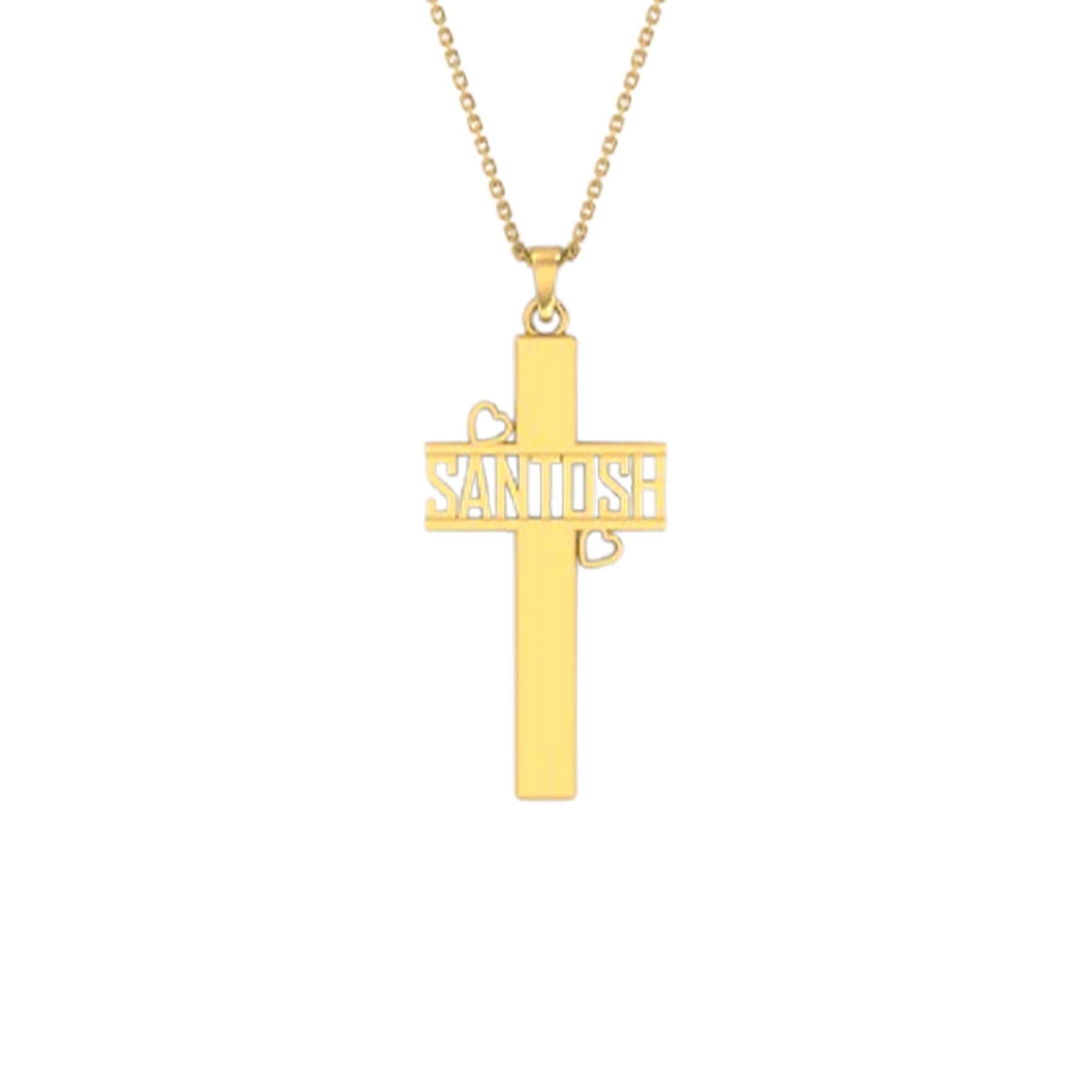 RKC 14k Gold Plated Cross Pendant Including Your Name Idea Charm Religion Pendant Weight 5 gm And Length 40MM