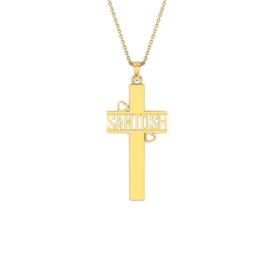 RKC 14k Gold Plated Cross Pendant Including Your Name Idea Charm Religion Pendant Weight 5 gm And Length 40MM
