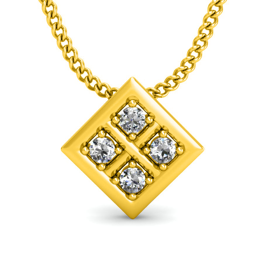 Ciondolo in moissanite da donna in argento 925 RKC da 0,06 ct, placcato in oro giallo 14 carati, peso 2,9 g, altezza 9,5 mm