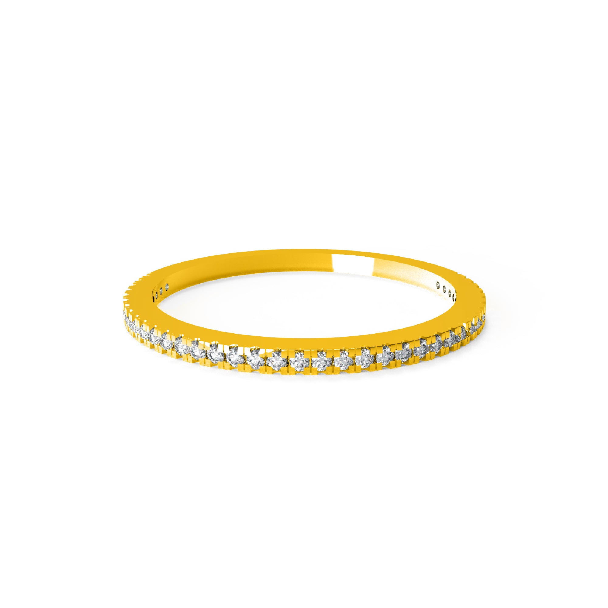 RKC Runder Moissanit-Ring aus 925er-Sterlingsilber, halbe Ewigkeit, stapelbarer Bandring für Damen, 925er-Silber, 14 Karat Roségold vergoldet, Gewicht 1,10 g, Breite 1,30 mm