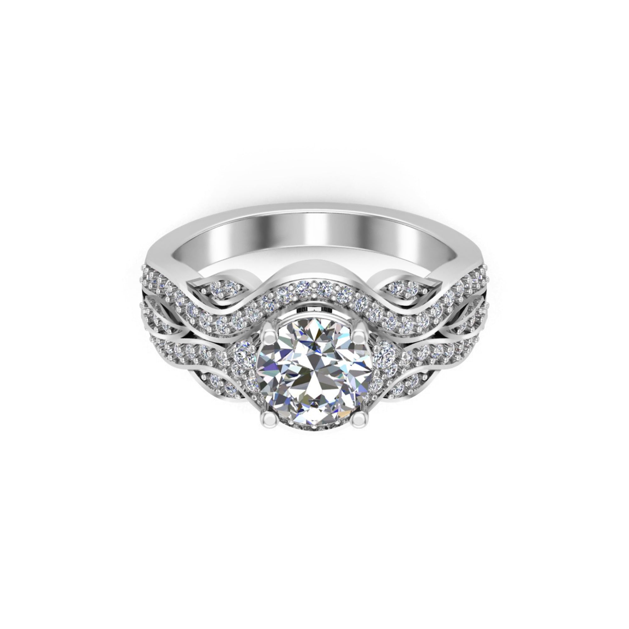 RKC 1,35 ct Moissanit Verlobungsring 925 Silber gelb/weiß/rosé vergoldet für Damen, Gewicht 3 g und Breite 2,30 mm