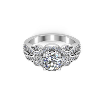 RKC 1,35 ct Moissanit Verlobungsring 925 Silber gelb/weiß/rosé vergoldet für Damen, Gewicht 3 g und Breite 2,30 mm