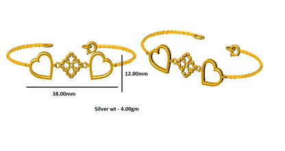 RKC 925 Sterling Silber Damen-Armband mit goldenem Herz, 14 Karat Gelbgold vergoldet, Gewicht 4,00 g, Höhe 12,00 mm