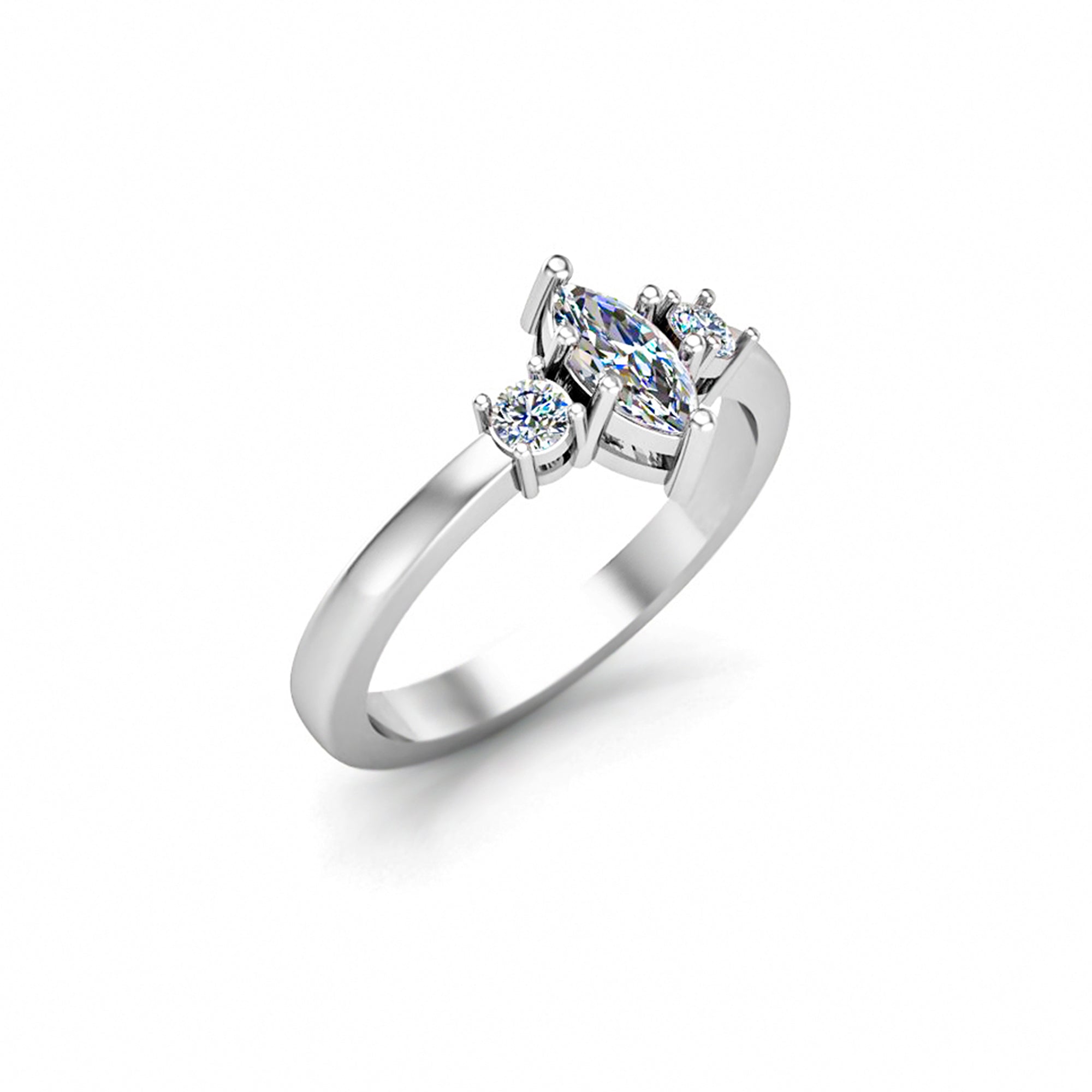 RKC Marquise-Moissanit-Statement-Ring, 925er Silber, 14 Karat Gelbgold vergoldet, Ring für Damen, Gewicht 2,40 g, Breite 2,50 mm