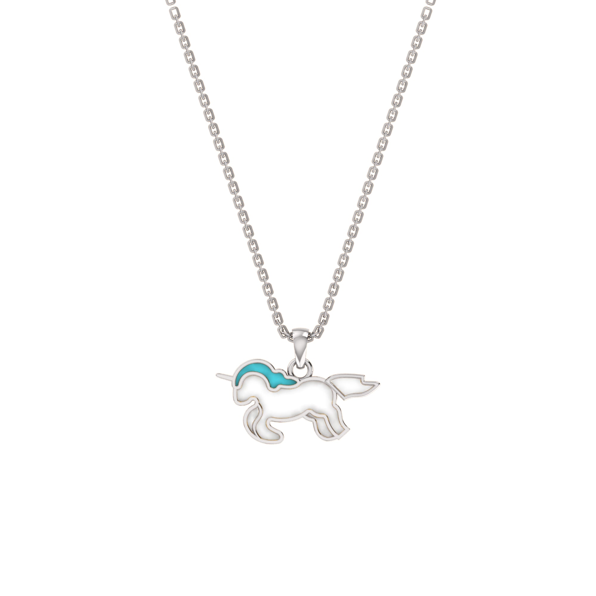 RKC Emaille-Einhorn-Anhänger, 925er Silber, Schmuck, 14 Karat Gelbgold vergoldet, Produktgewicht: 3,80 g, Höhe: 12,00 mm