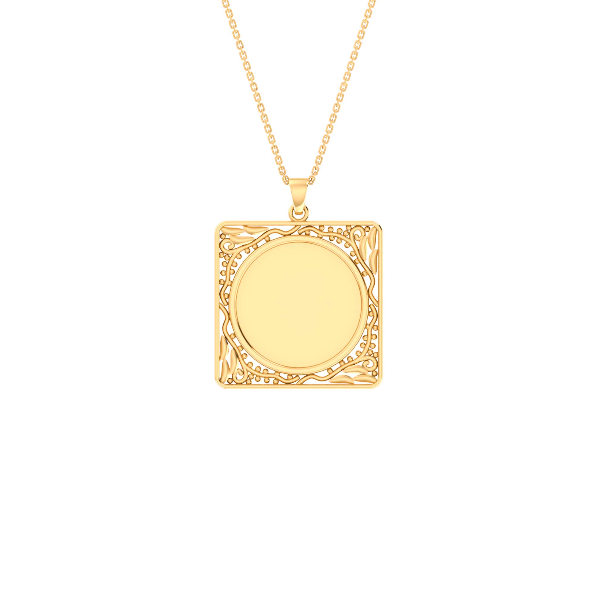 RKC Frame For Photo Personalised Memory Necklace Pendant 14k Gold Plated Silver