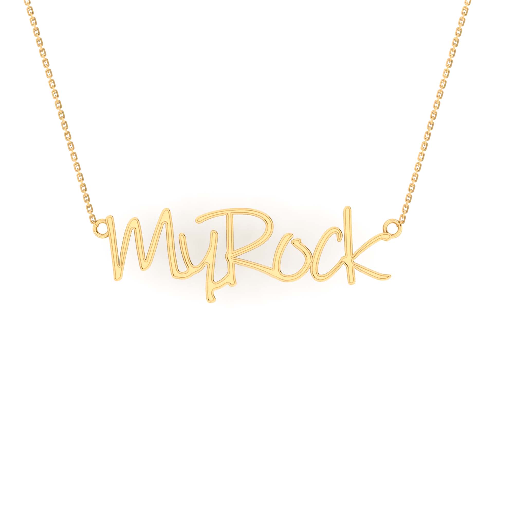 RKC 14k Yellow Gold Plated Name Pendant Necklace 925 Silver Weight 4 gm and height 12mm