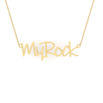 RKC 14k Yellow Gold Plated Name Pendant Necklace 925 Silver Weight 4 gm and height 12mm