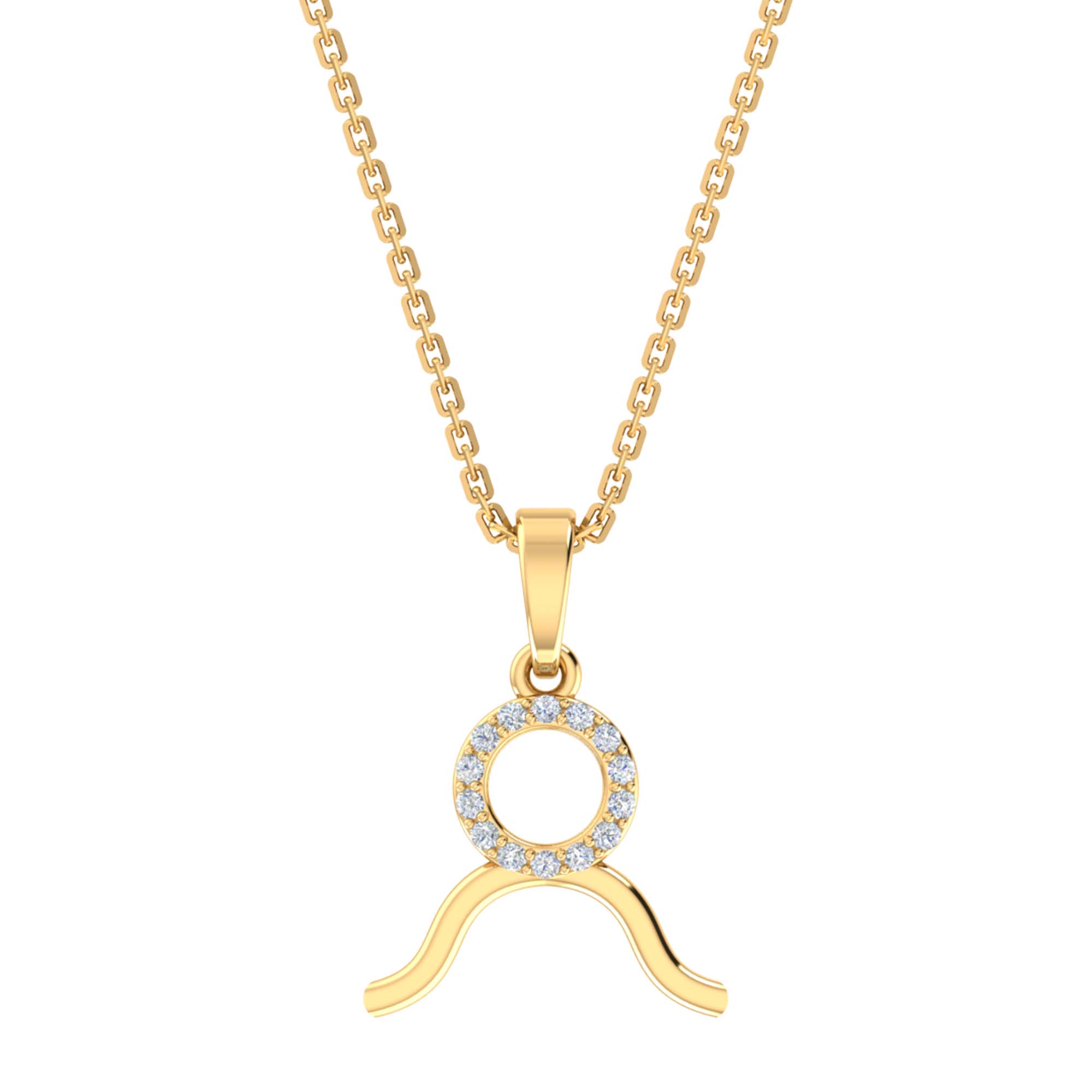 RKC Golden Cubic Zirconia With Chain Zodiac Pendant Necklace