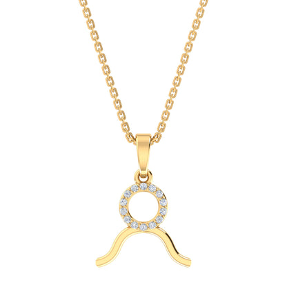 RKC Golden Cubic Zirconia With Chain Zodiac Pendant Necklace