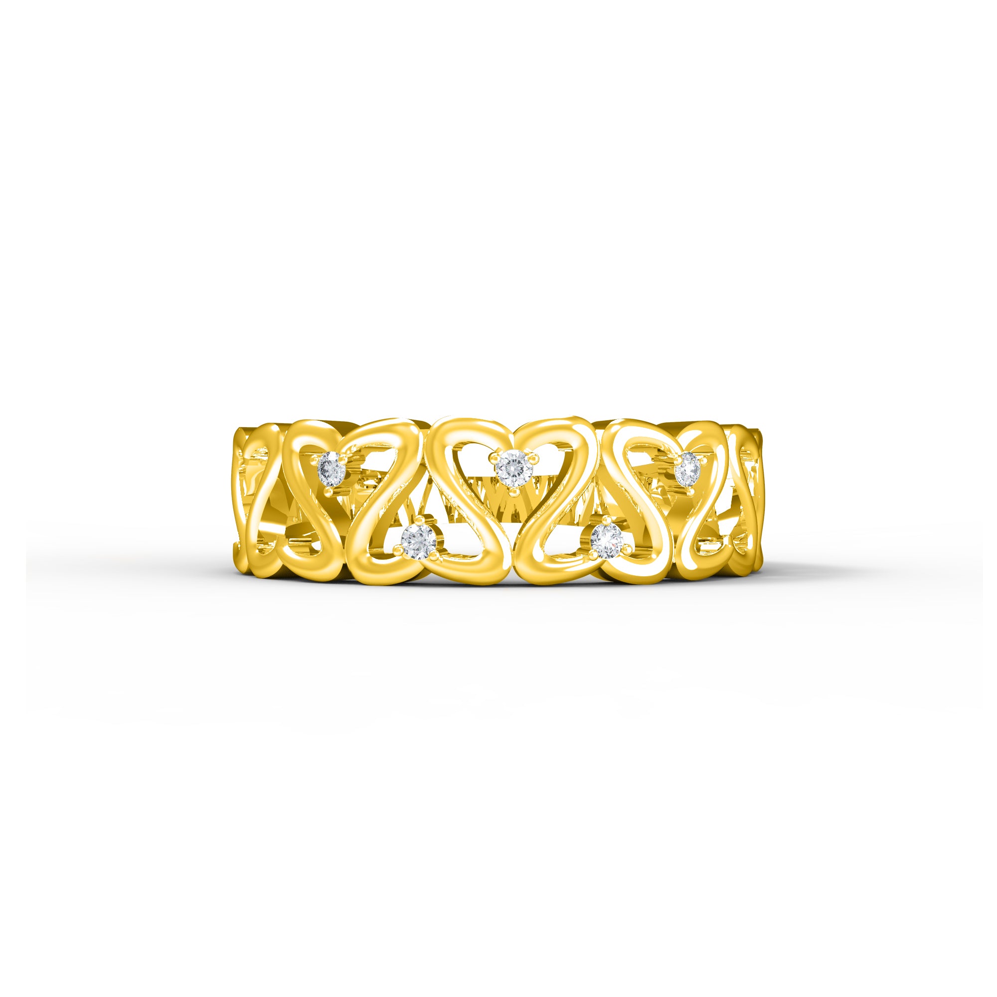 RKC Moissanite Anello a fascia regalo di compleanno a forma di cuore per la mamma Argento 925 placcato oro giallo 14 carati Peso 4 g Larghezza 2,20 MM