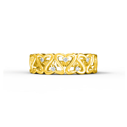 RKC Moissanite Anello a fascia regalo di compleanno a forma di cuore per la mamma Argento 925 placcato oro giallo 14 carati Peso 4 g Larghezza 2,20 MM