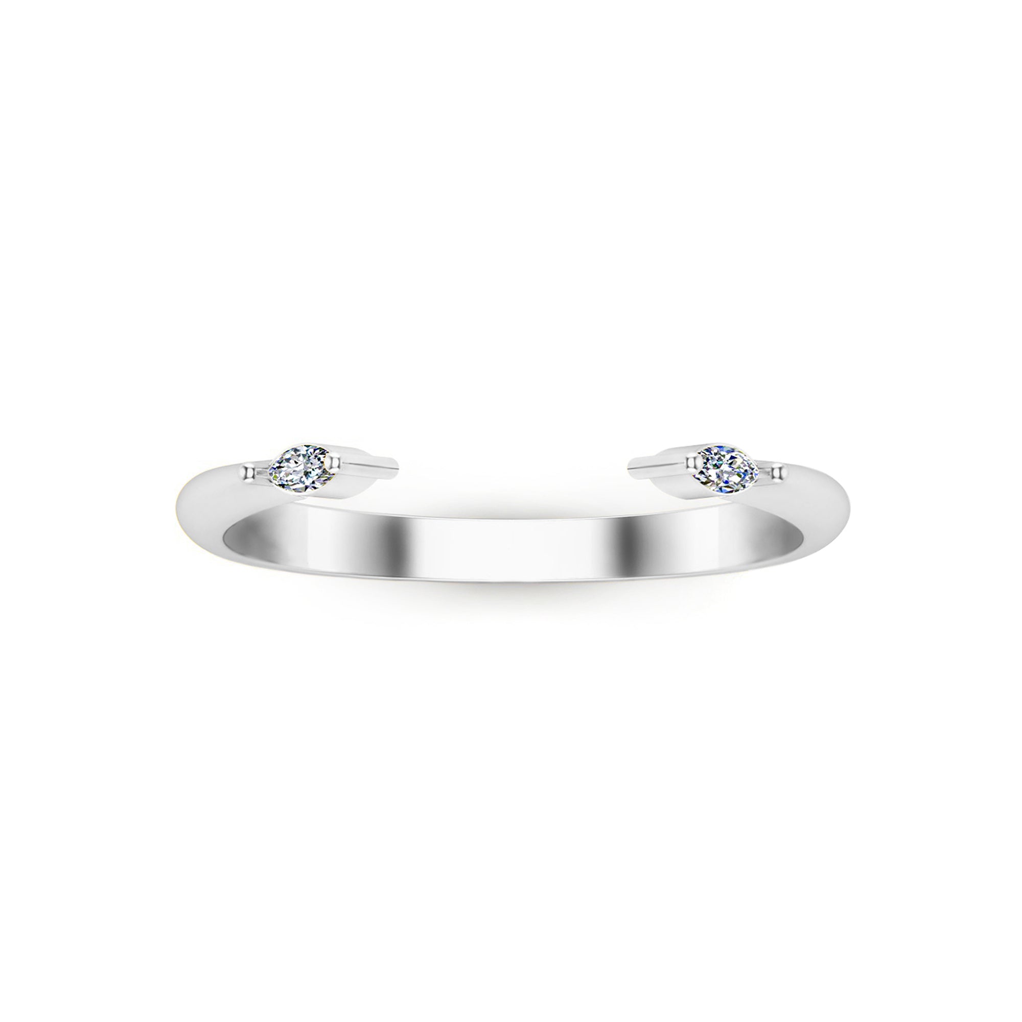 RKC Marquise Cut Moissanit Zwei-Steine-Ring für Damen mit offenem Band, 925er-Sterlingsilber, Gelbgold mit einem Gewicht von 1,70 g, Breite 2,40 mm