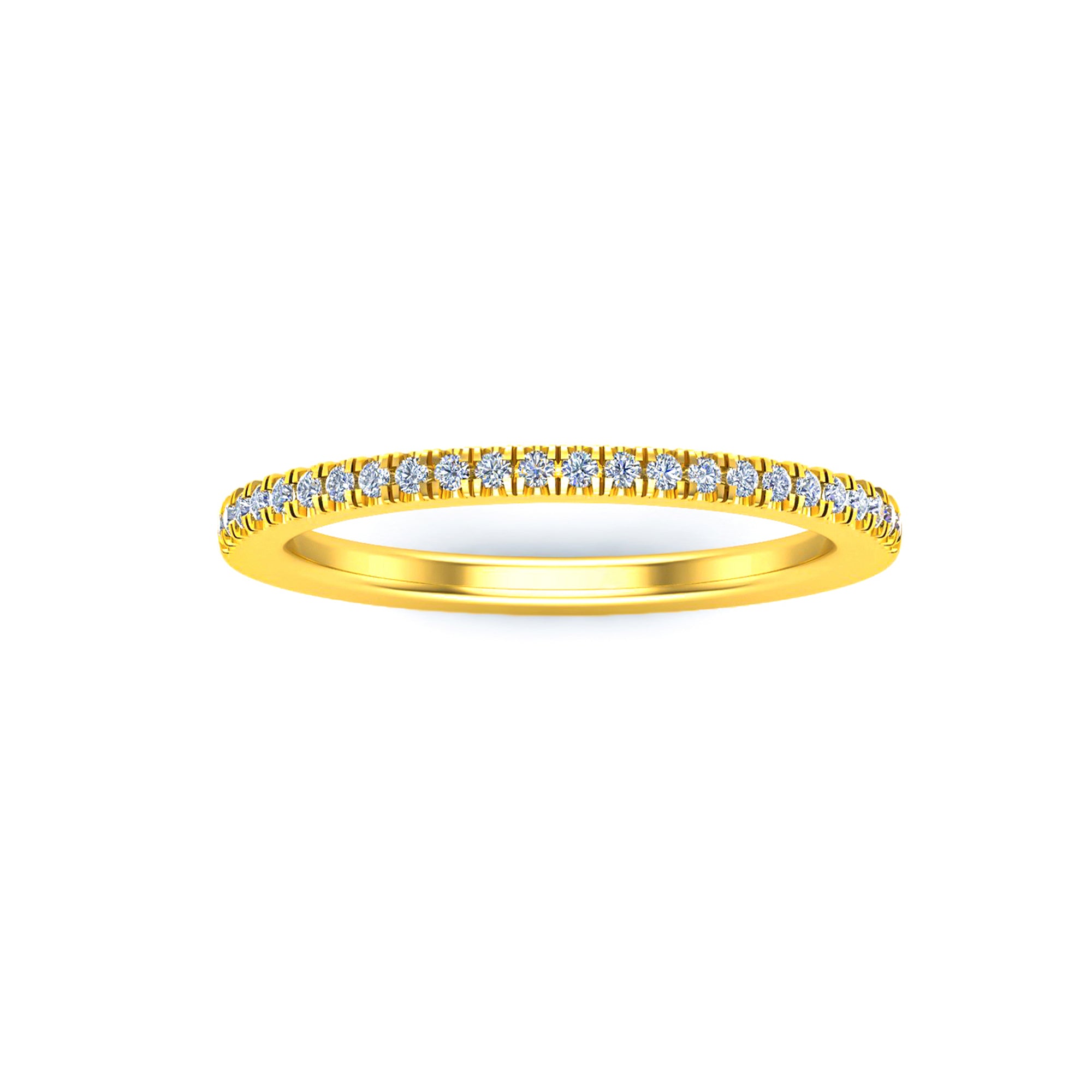 RKC Moissanit Zierlicher Ehering aus 925er Sterlingsilber, 14 Karat Gelbgold vergoldet, Gewicht 1,80 g, Breite 1,60 mm