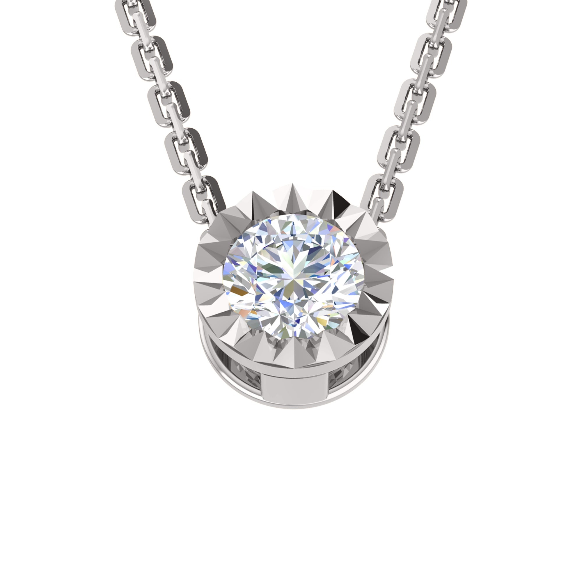 RKC 0,50 Karat Moissanit-Solitär-Anhänger, 925er Silberschmuck, 14 Karat Weißgold vergoldet, Gewicht 2,60 g
