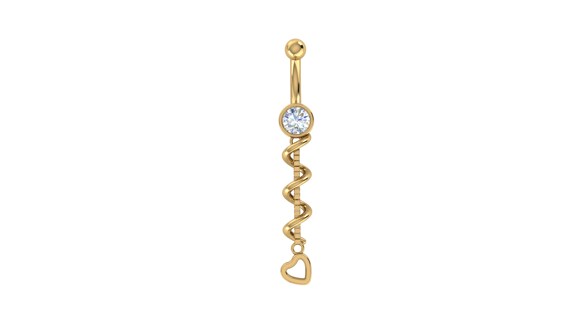 RKC JEWELRY Ombelico da donna in argento sterling 925 placcato in oro giallo 14k Peso 1,50 g Altezza 35,00 mm