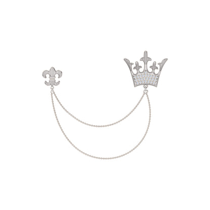 RKC 1,35 Karat 925er Sterlingsilber-Moissanit-Kronenbrosche, 14 Karat Gelbgold vergoldet, Produktgewicht 10,00 g