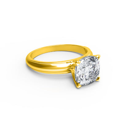 RKC Taglio cuscino Moissanite Solitaire Valentine Propose Anello Argento sterling 925 Oro rosa 14 carati su peso 3,60 g Larghezza 2,30 mm