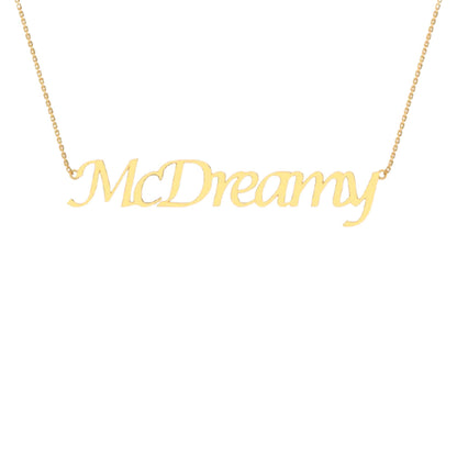 RKC MCDREAMY Name Necklace For Gift 14k Yellow Gold Plated 925 Silver Weight 4.5 gm and Height 14mm