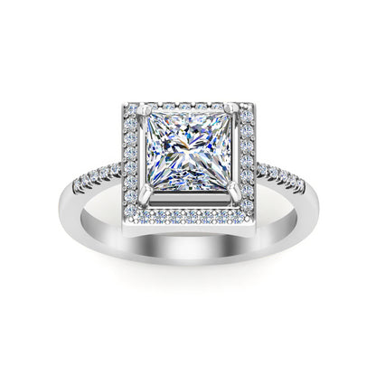 RKC Halo Princess Moissanit 925 Sterling Silber Gelbgold plattierter Damen-Ehering mit einem Gewicht von 3,5 g