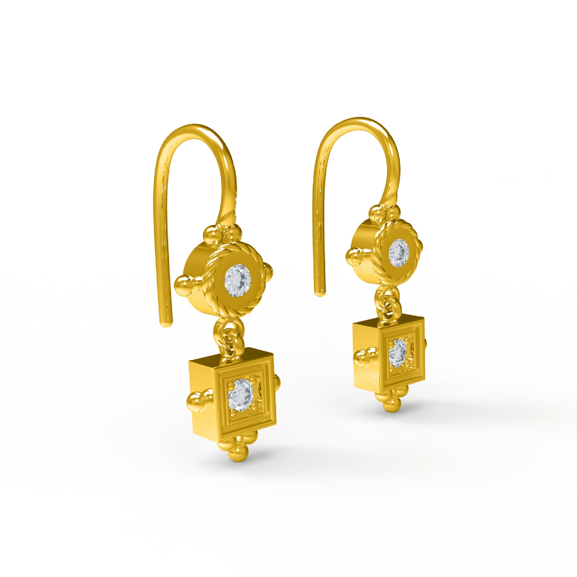 RKC Damen-Ohrring aus 925er-Sterlingsilber, 14 Karat Gelb, Produktgewicht: 4,20 GM, Höhe: 25,00 mm