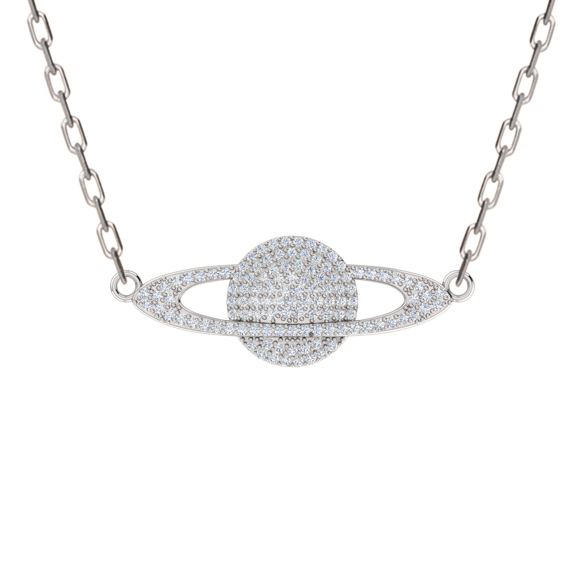 Ciondolo Saturno Moissanite RKC da 0,58 ct, gioielli in argento 925, placcato oro rosa 14 carati, peso 4,20 g, altezza 10,50 mm