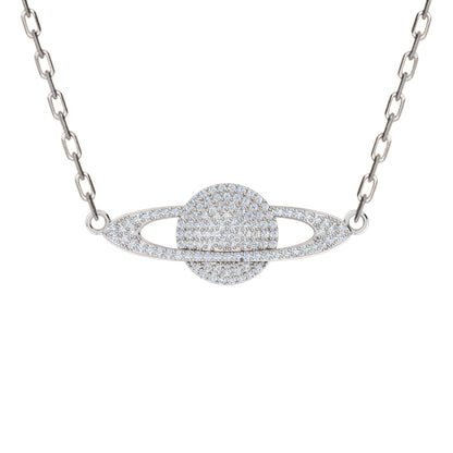 Ciondolo Saturno Moissanite RKC da 0,58 ct, gioielli in argento 925, placcato oro rosa 14 carati, peso 4,20 g, altezza 10,50 mm