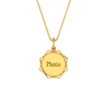 RKC 14k Yellow Gold Plated Round Cut Moissanite Photo Pendant Necklace With Chain 18 Inch