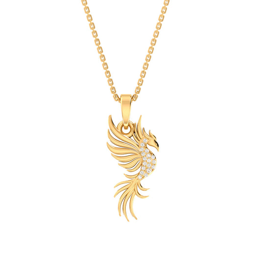 RKC Yellow Gold Plated Lovely Flying Animal Pendant With Link Chain