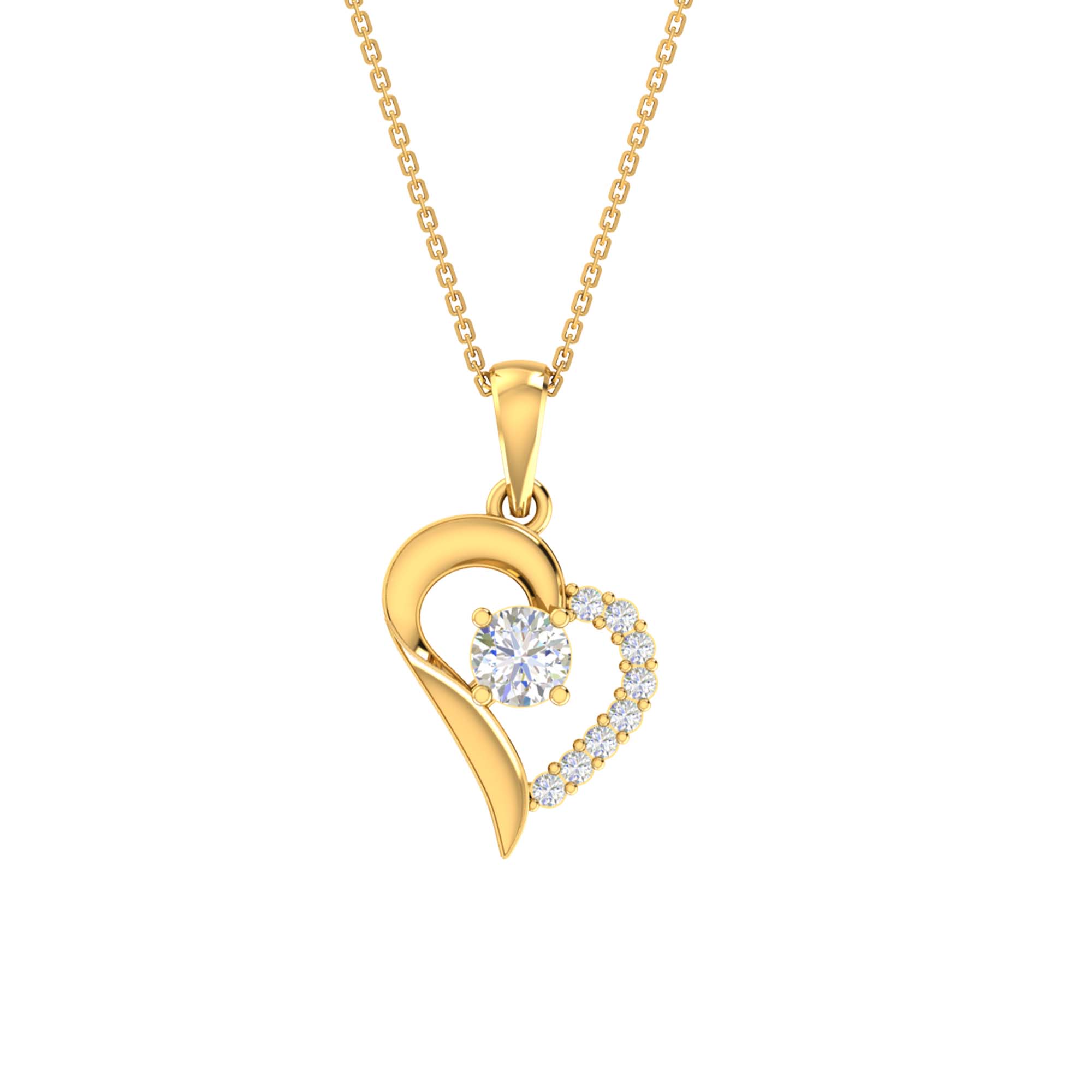 RKC Rose Gold Moissanite Heart Pendant With Link Chain Gift For Girls 925 Silver Weight 5.50 gm