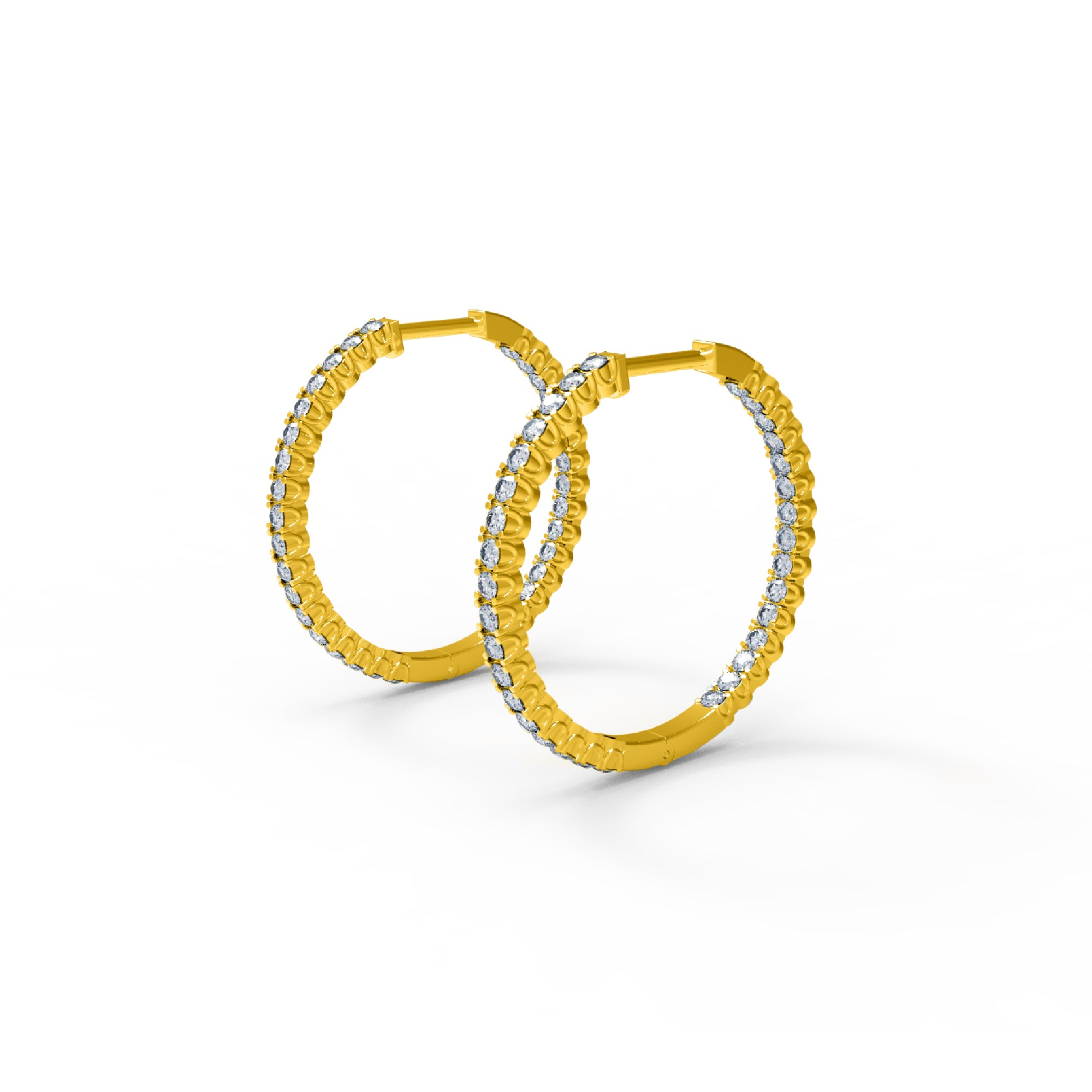 RKC 925 Sterling Silber Hoop Huggies Clip-On-Ohrring für Damen, 14 Karat Gelb, Gewicht 5,60 g, Höhe 29,00 mm