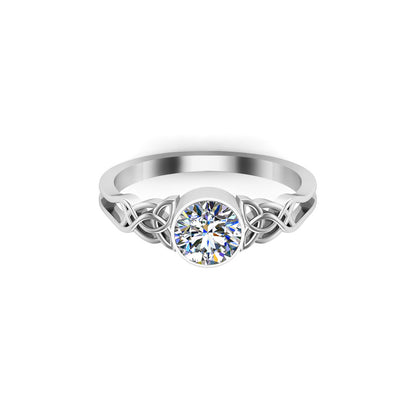 Anello solitario di fidanzamento con moissanite a taglio rotondo RKC, argento 925 placcato in oro giallo 14k, peso 3,50 g, larghezza 2 mm