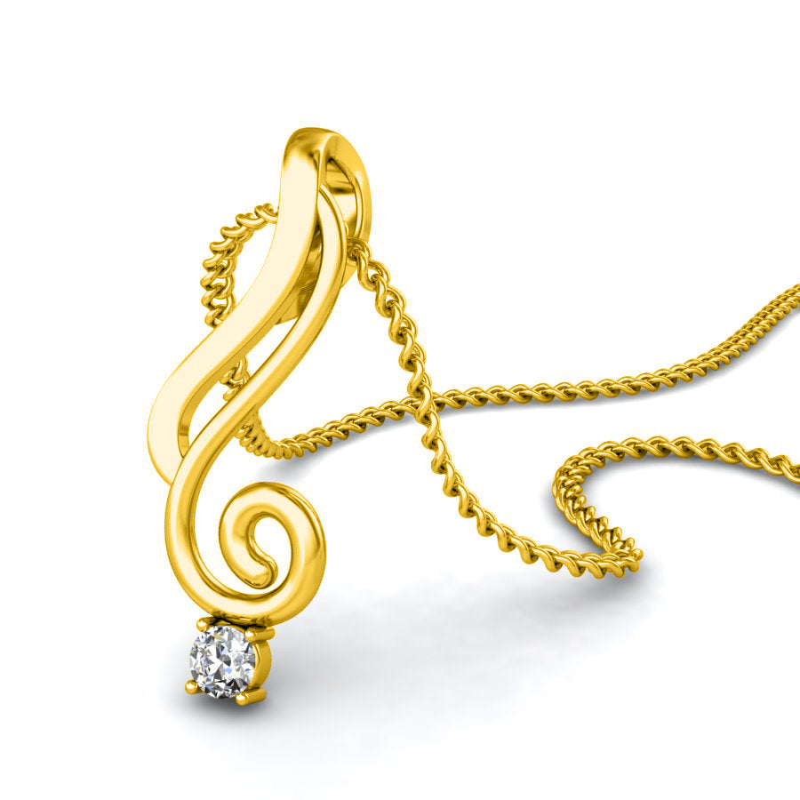 Ciondolo in moissanite da donna in argento sterling 925 RKC da 0,03 ct, finitura in oro rosa 14 carati, peso 2,5 g, altezza 16 mm