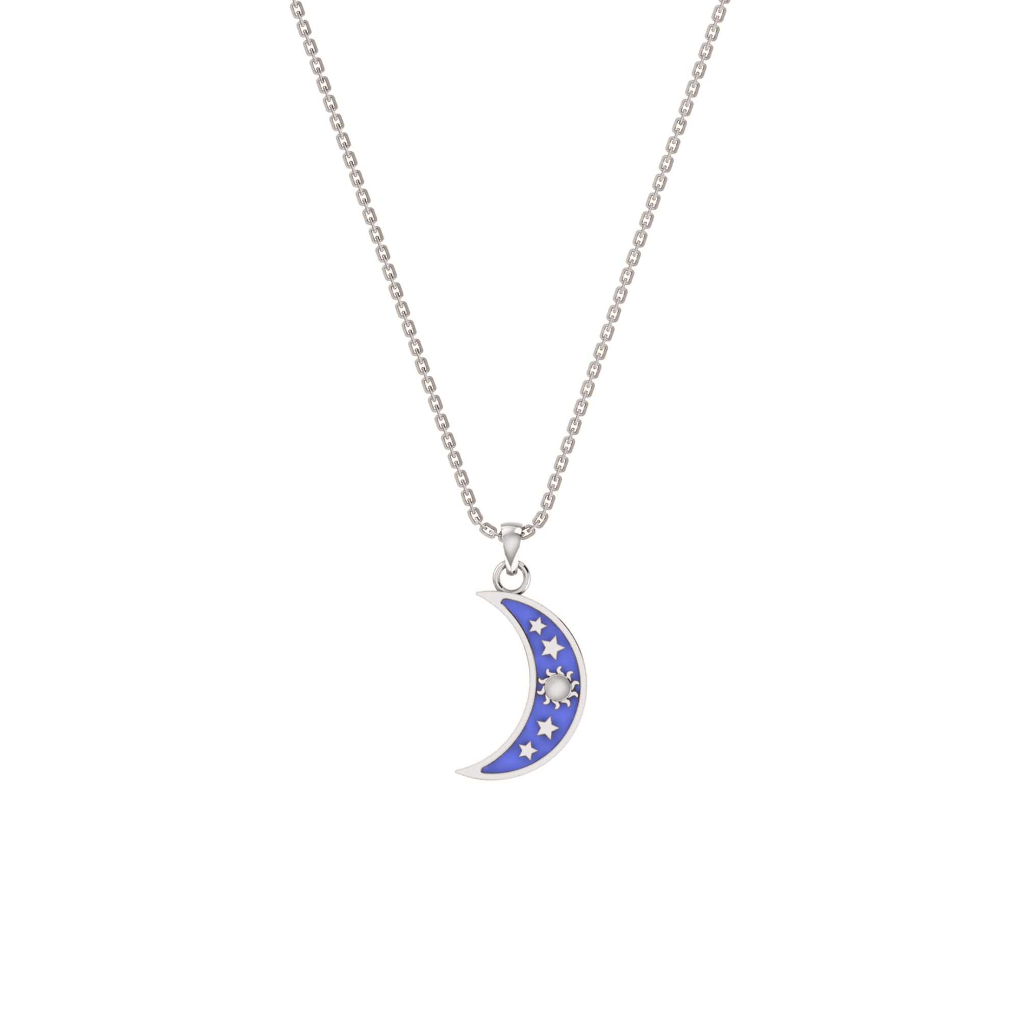 RKC Emaille-Halbmond-Anhänger, 925er Silberschmuck, 14 Karat Rosévergoldung, Produktgewicht: 4,00 g, Höhe: 20,00 mm