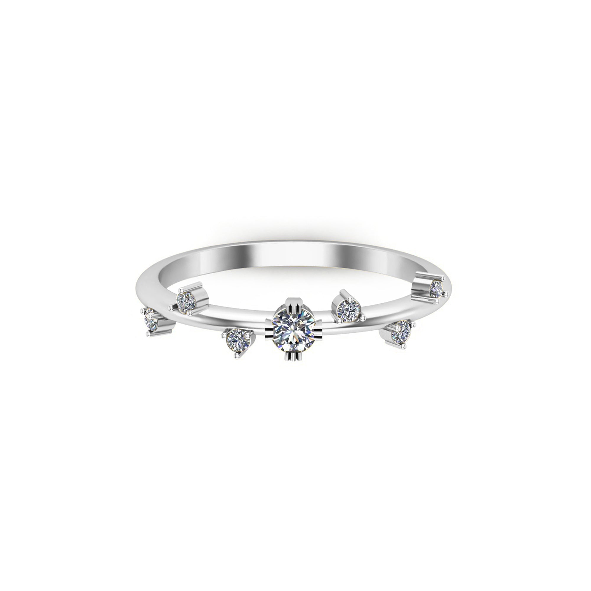 Anello a fascia da donna delicato RKC Moissanite in argento sterling 925 placcato in oro rosa su anello peso 1,40 g larghezza 1,60 mm