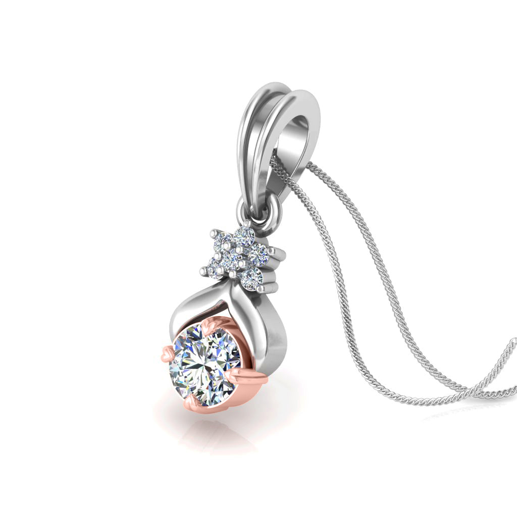 RKC Damen-Anhänger aus 925er-Sterlingsilber, mit 14 Karat Weißgold vergoldet