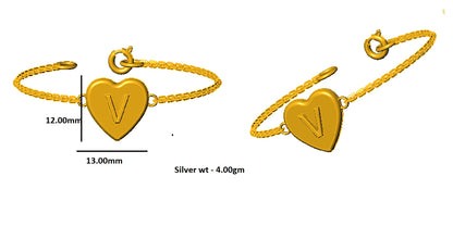 RKC 925 Sterling Silber Initiale Herz „V“ Buchstabenkette 14K Gelbgold vergoldet Produktgewicht 4,00 GM