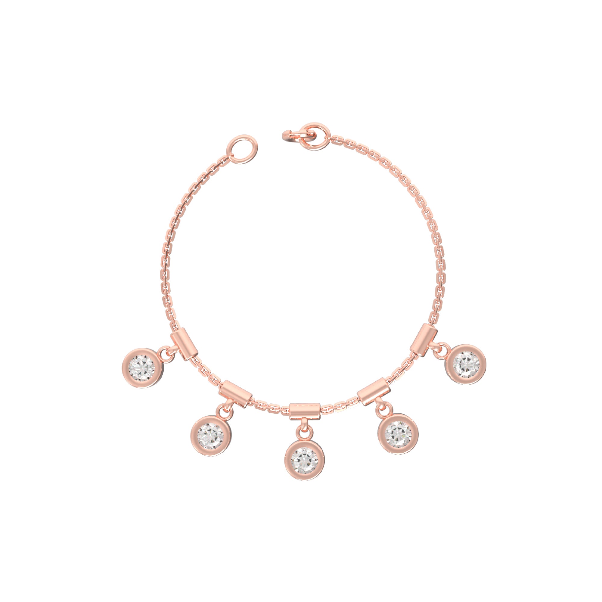 RKC 925 Sterling Silber 1,25 Karat Moissanit runder Charm-Damen-Armband, 14 Karat Gelbgold vergoldet, Gewicht 3,75 g