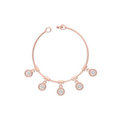 RKC 925 Sterling Silber 1,25 Karat Moissanit runder Charm-Damen-Armband, 14 Karat Gelbgold vergoldet, Gewicht 3,75 g