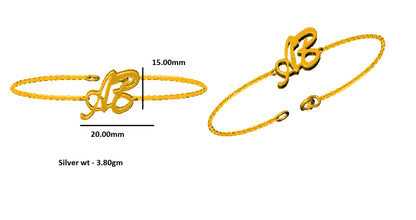 RKC Damenarmband aus 925er Sterlingsilber, 14 Karat Gelbgold vergoldet, Gewicht 3,80 g, Höhe 15,00 mm