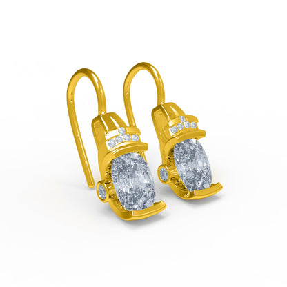 RKC 925 Sterling Silber Creolen-Ohrring für Damen, 14 Karat Gelb, Gesamtgewicht 4,20 GM, Höhe 22,00 mm