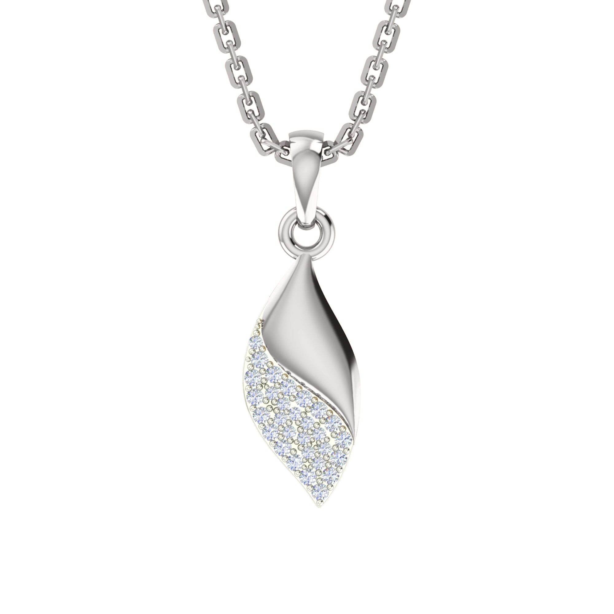 Ciondolo foglia di moissanite da 0,11 ct RKC, gioielli in argento 925 placcato in oro rosa 14 carati, peso 3,20 g, altezza 14,50 mm