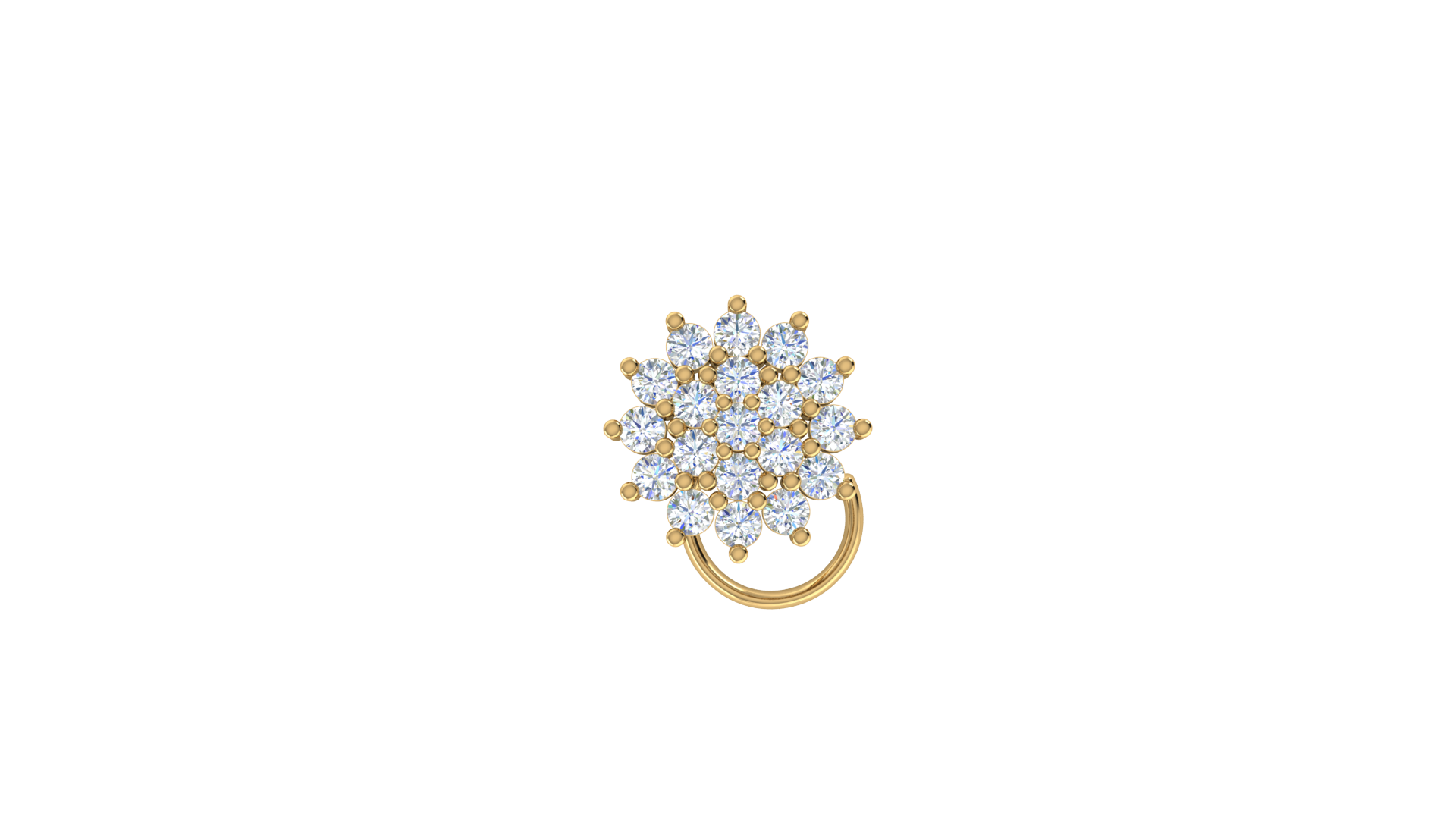 RKC JEWELRY Damen-Nasennadel aus 925er Sterlingsilber mit schönem Cluster-Nasenstift, 14 Karat Gelbgold vergoldet, Gewicht 1,00 g