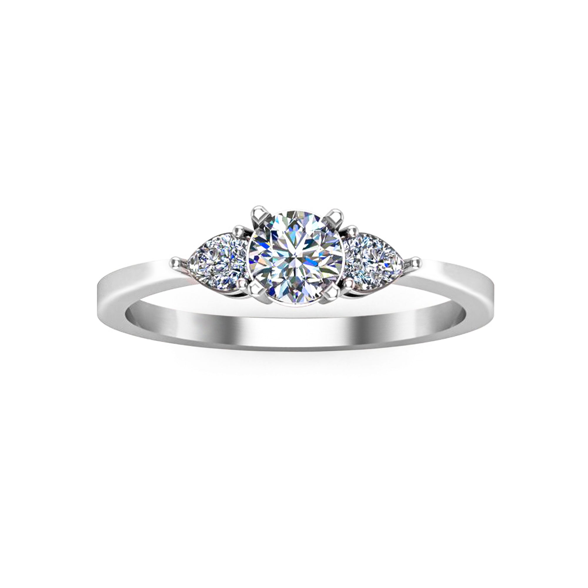 RKC Runder Moissanit-Drei-Steine-Jubiläumsgeschenkring aus 925er Silber mit 14 Karat Gelbgold vergoldeter Ring für Sie, Gewicht 1,50 g, Breite 1,60 mm