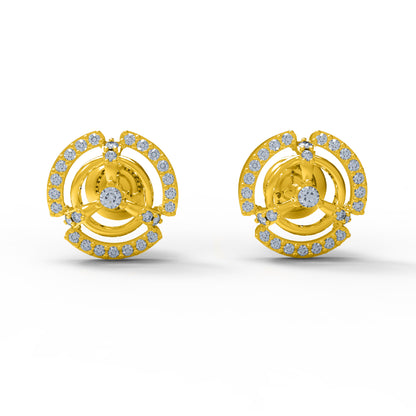 RKC Damen-Ohrstecker aus 925er Sterlingsilber, 14 Karat Gelb, über 1,20 g, Höhe 10,00 mm