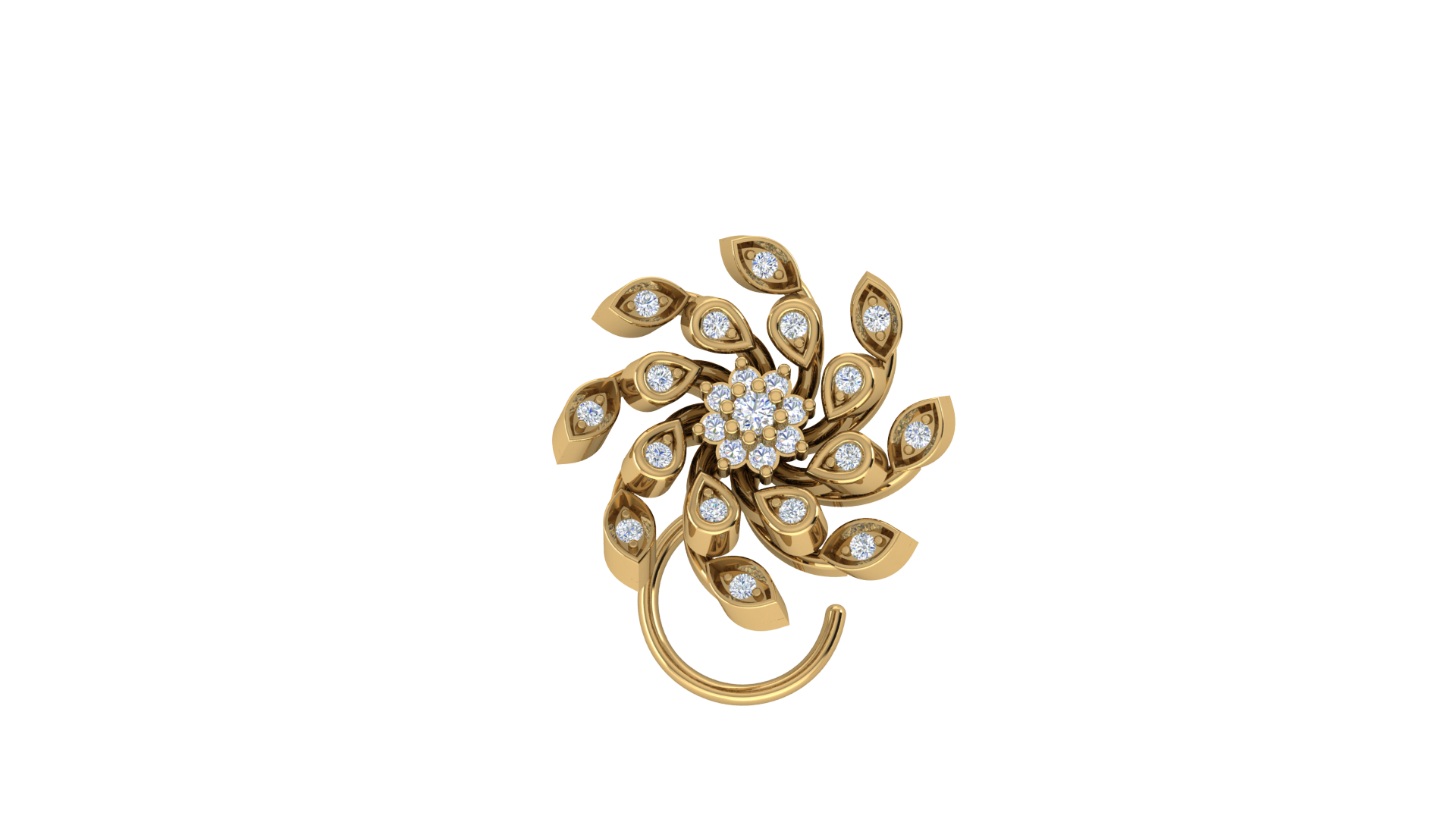 RKC JEWELRY Damen-Nasennadel mit Blumenmuster, 925er Sterlingsilber, 14 Karat Roségold vergoldet, Gewicht 1,30 g