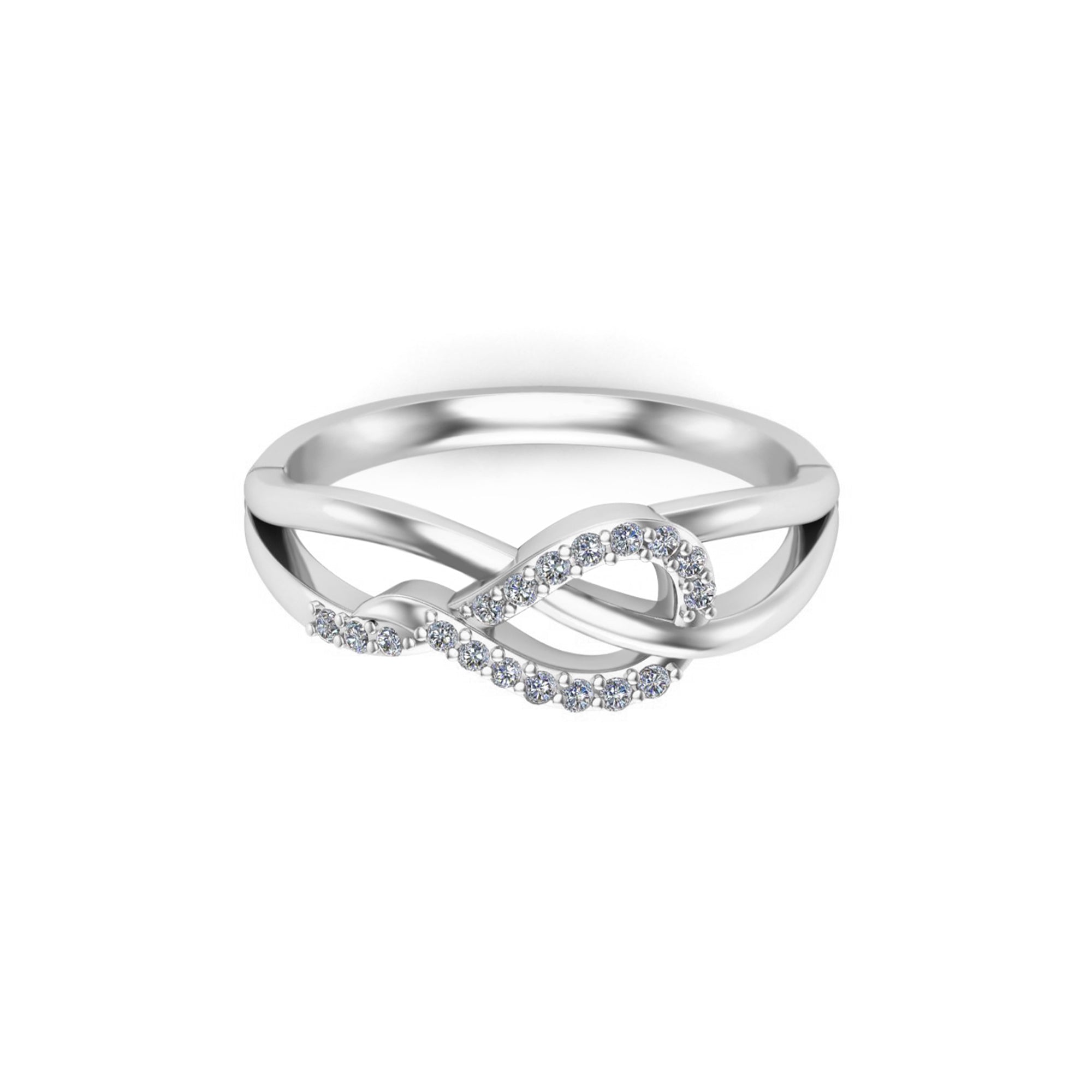 RKC Anello infinito rotondo da donna con moissanite da 0,4 ct, argento sterling placcato in oro bianco 14k, peso 3,2 grammi