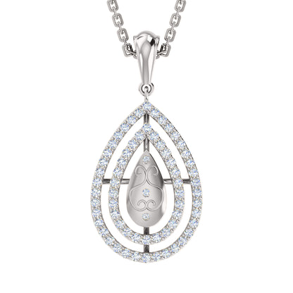 RKC Ciondolo a goccia in moissanite da 0,65 ct, gioielli in argento 925, placcato in oro giallo 14 carati, peso 5 g, altezza 31 mm